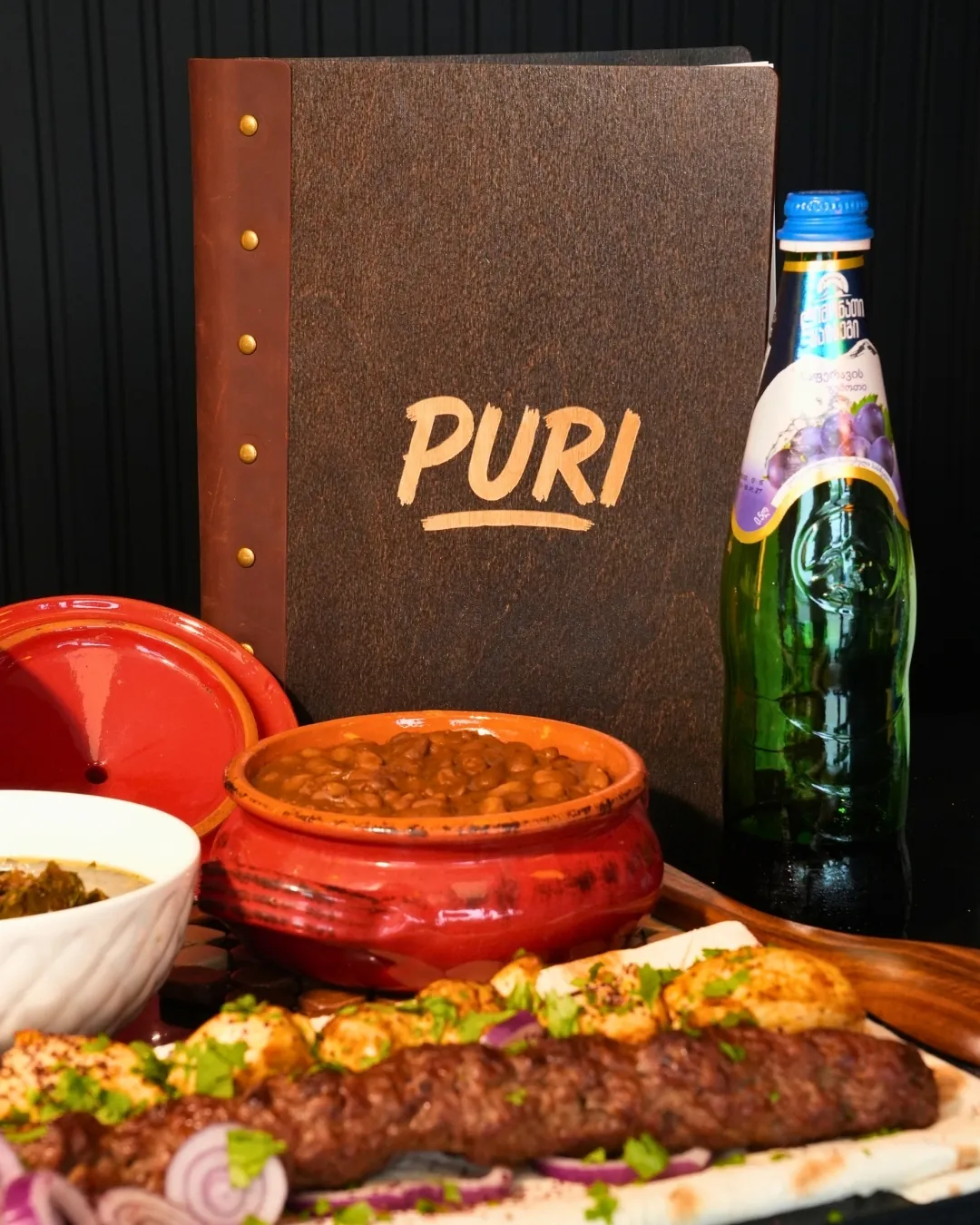 PURI menu with kebab, beans and Georgian lemonade